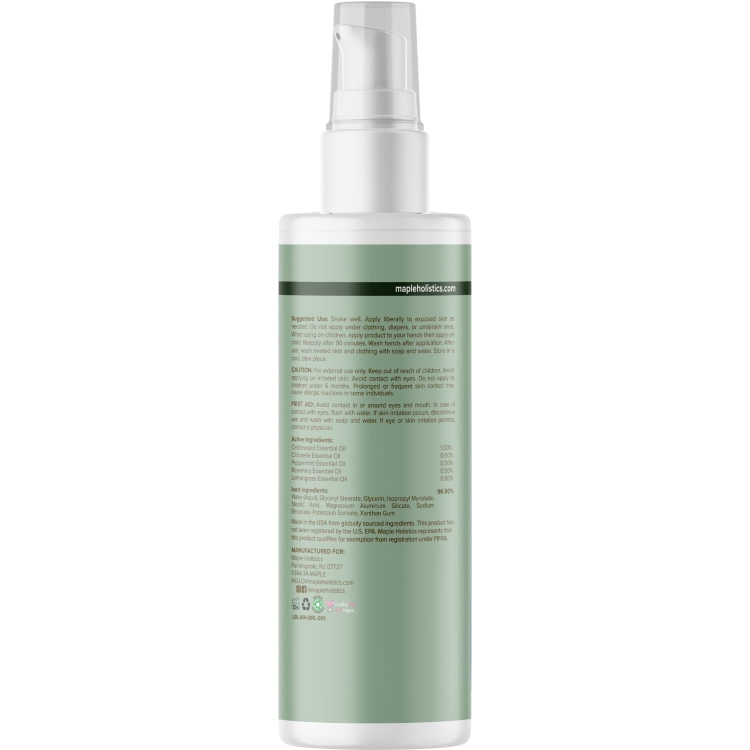Bug Repellent Lotion for Adults & Kids - DEET Free Insect Repellent Lotion for Ticks & Mosquitoes - Made with Citronella & Lemongrass - Dermatologist Tested - Light Scent Vegan & Cruelty Free (4oz)