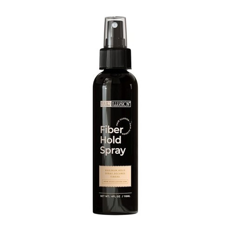 Hair Illusion | Black Real Fibers and Holding Spray for Thinning Hair - Natural Texture, 18g