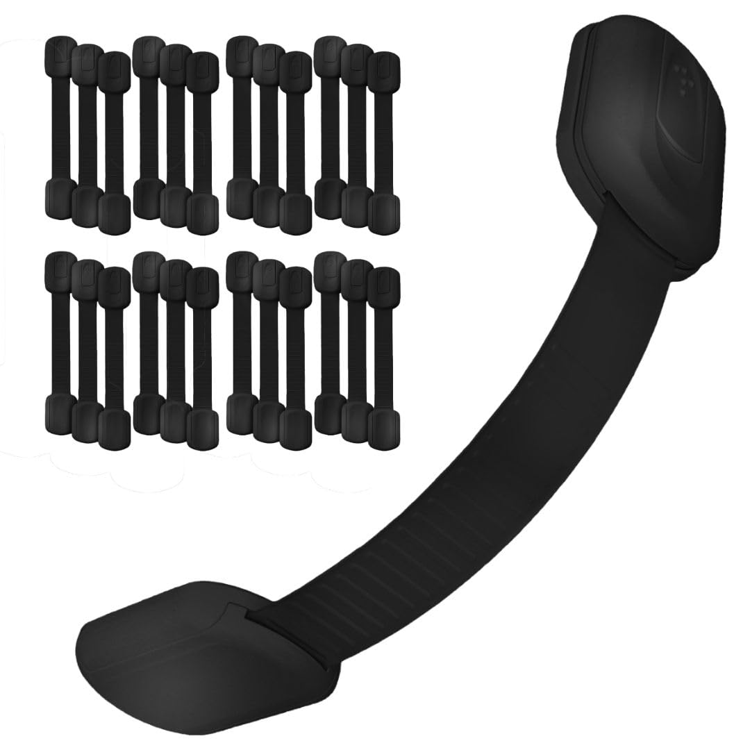 Baby Proof Me 24 Black Child Safety Latches, Cabinet Locks for Baby Proofing