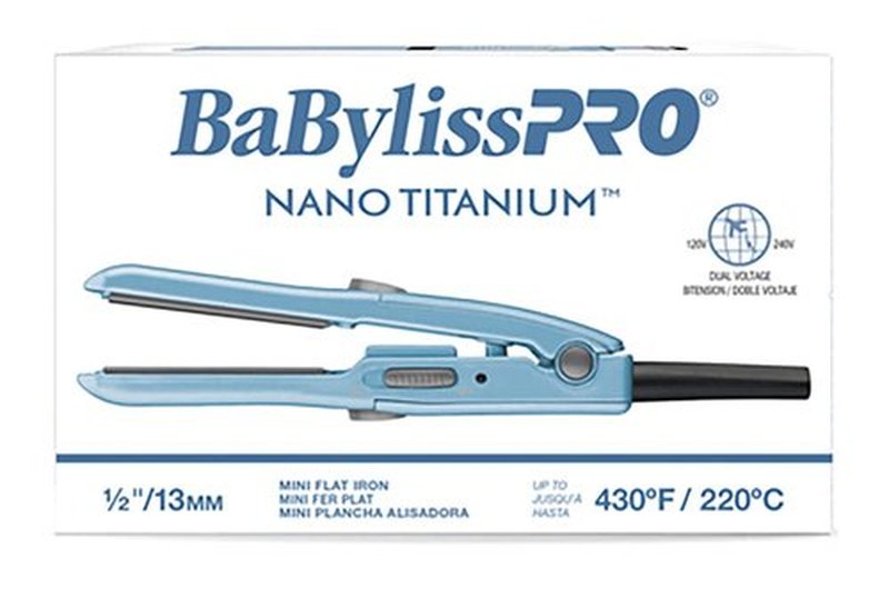 BaBylissPRO Nano Titanium Mini Flat Iron - 0.5" Hair Straightener for All Hair Types | Ideal for Travel
