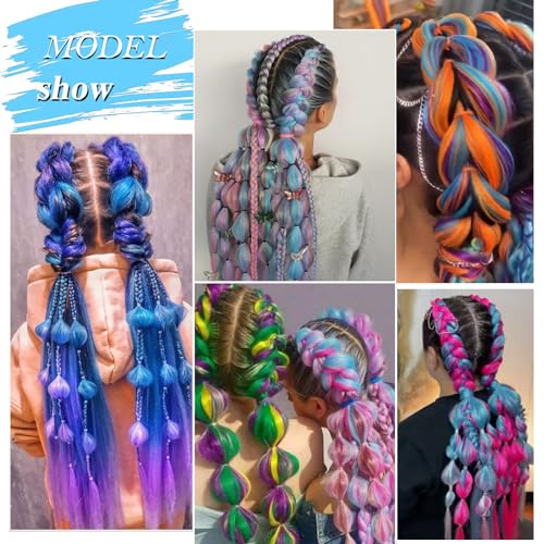Colorful Pre Stretched Braiding Hair 30 Inch Festival Yaki Texture Braid Hair Extensions 3 Packs Braiding Hair Pre Stretched for All Occasions(purple+lavender+light blue)