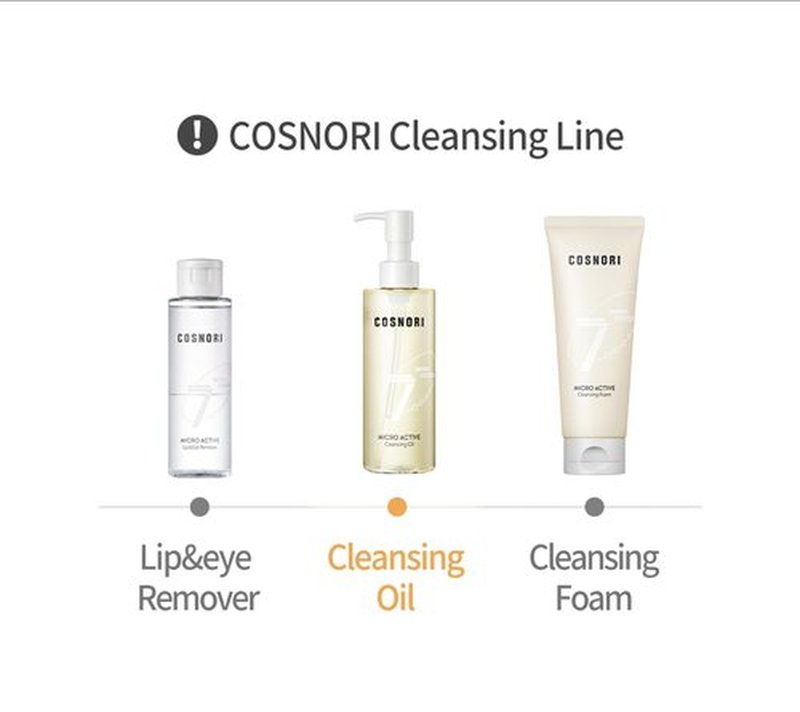 COSNORI 7-Complex Micro Active Cleansing Oil – Korean Vegan Facial Cleansing Oil, Fresh and Light Finish – Gentle Makeup Remover for Face, Hypoallergic, Fermented 7-Oil Complexes, 6.7 fl.oz.