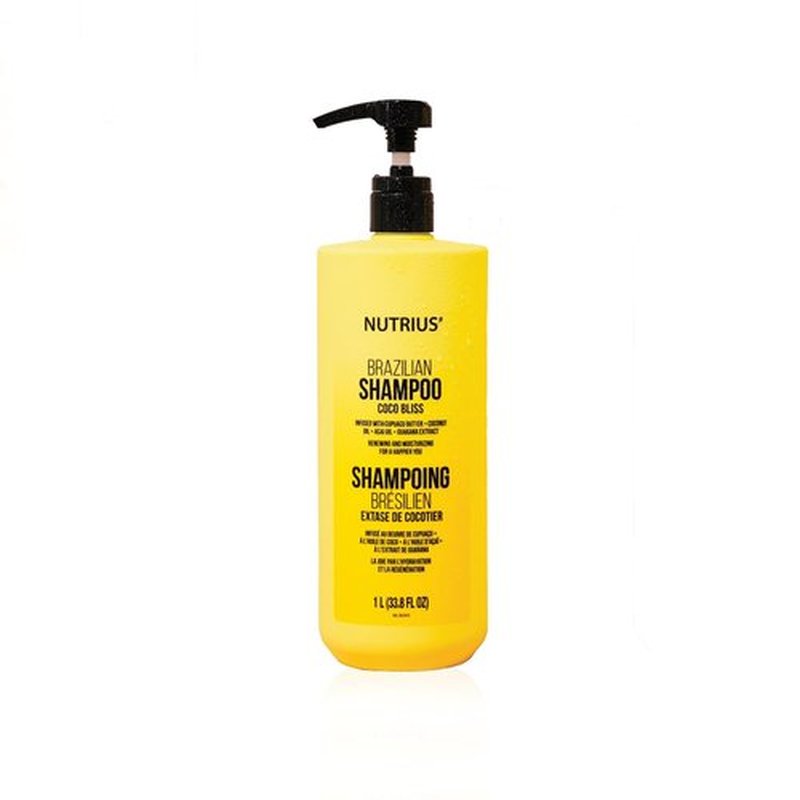 Nutrius Brazilian Shampoo - Coco Bliss Hydrating Coconut Oil Formula for Dry Hair | 33.8 fl oz