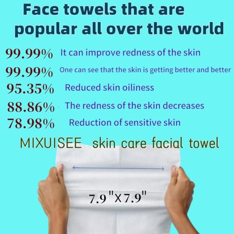 Disposable face towel,MIXUISEE thick and soft face towels,100% cotton face towels,super thick 130%. Suitable for makeup removal and cleansing, and applicable to sensitive skin. (100 pieces)