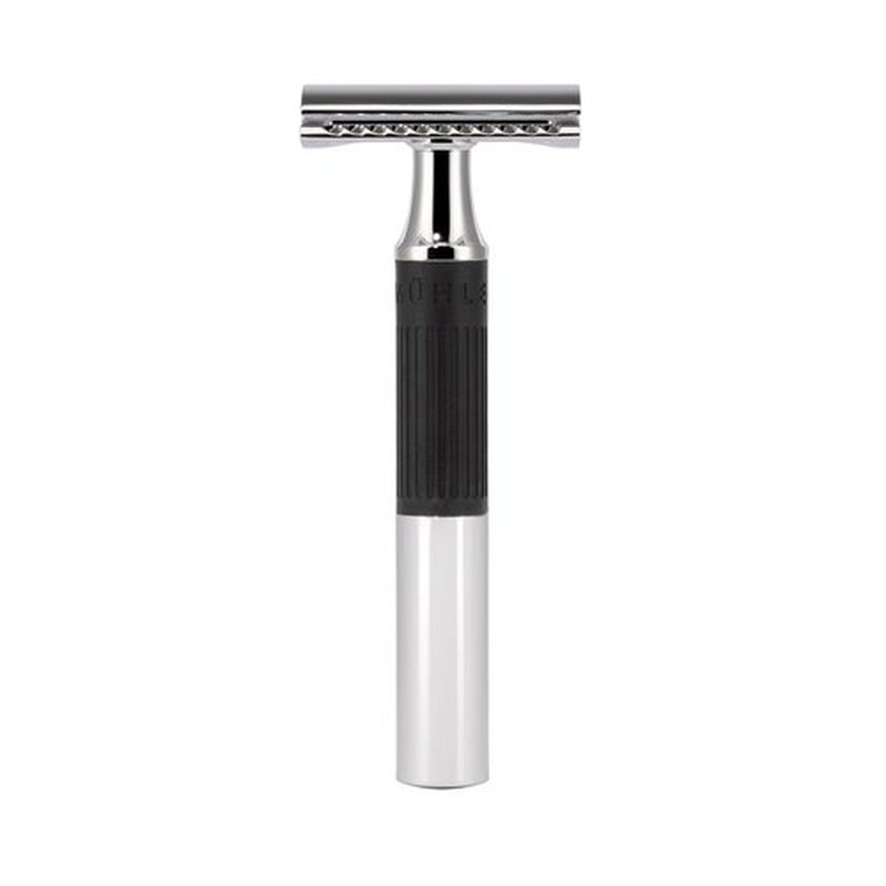 MÜHLE NEO Safety Razor - Eco-Friendly Double Edge Razor for Beginners & Pros | Chrome with Black Grip