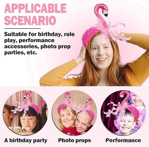Mikily‘s Pink Flamingo Feather Headband Comfortable Lightweight Costume Accessory for Women Kids Adults Beach Party Dance Outfit Photo Shoot