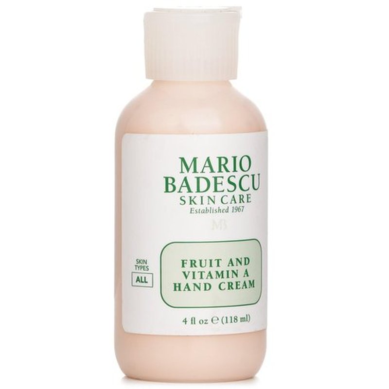 Mario Badescu Fruit and Vitamin A Hand Cream - Lightweight Hand Lotion for Dry Skin- Moisturizer Infused with Alpha Hydroxy Acids for Softer, Smoother Skin, 4 Fl Oz