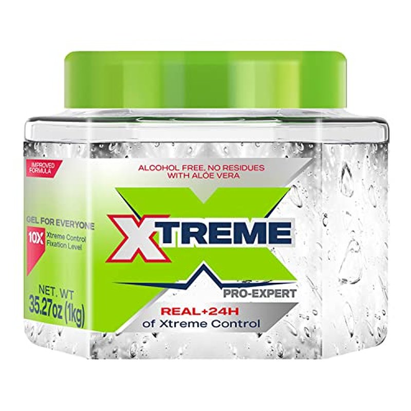 Xtreme Pro-Expert Styling Gel, Clear, Alcohol-Free with Aloe Vera, 35.27 Oz Jumbo Jar, 24H Control, 2 Pack