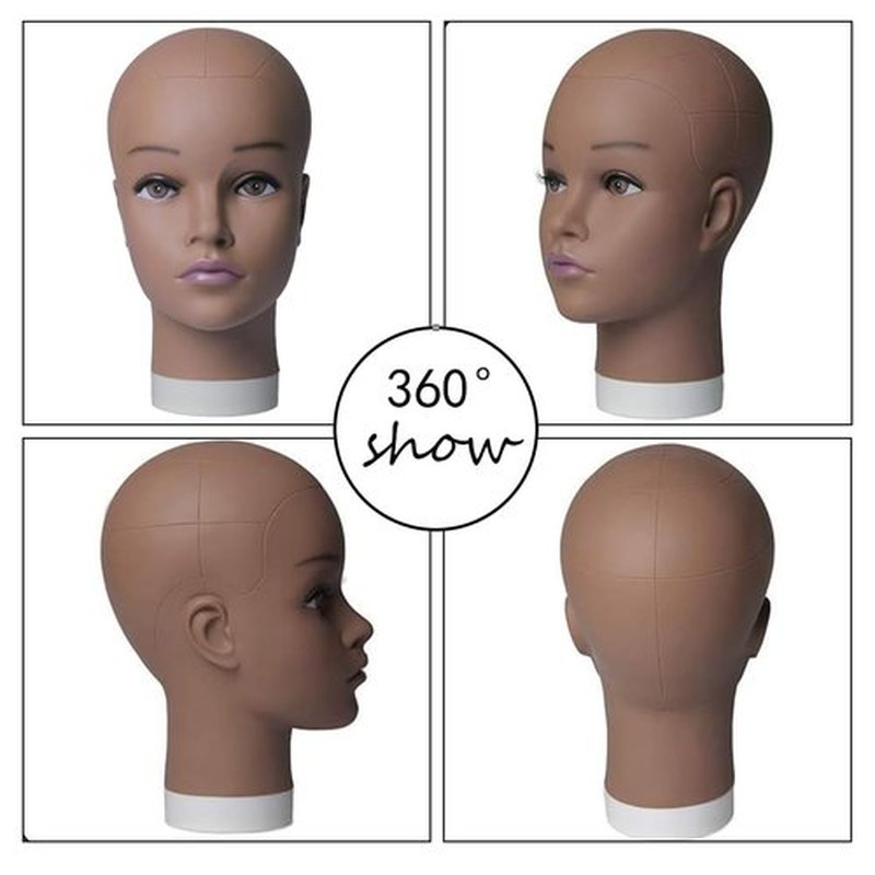 HAIRWAY Mannequin Head Female Mannequin Head Stand Cosmetology Mannequin Head for Wigs Manikin Doll Mannequin Head for Wigs Making and Display with Free T-pins (Brown, 21.5inch)