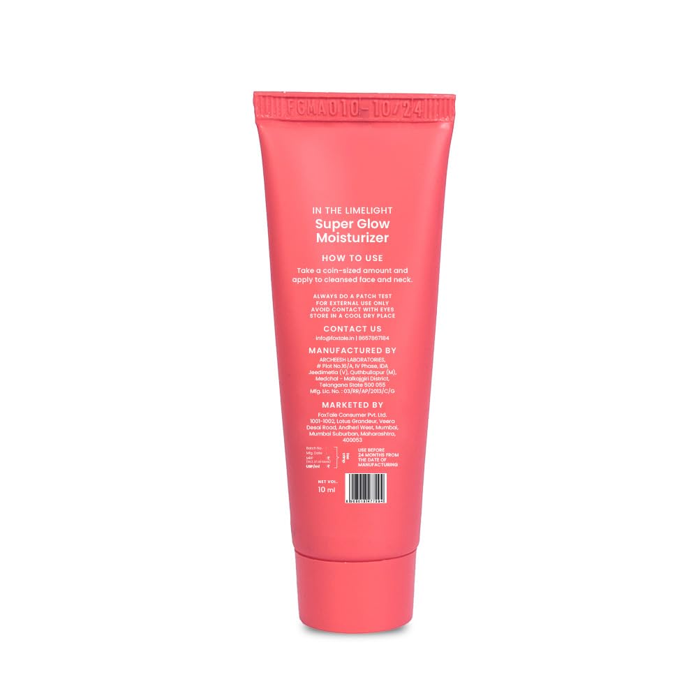 FoxTale Vitamin C Super Glow Moisturizer with Niacinamide & Peptides, Visibly Reduces Pigmentation, Enhances Skins Brightness Instantly, For All Skin Types, Women & Men (10ml)