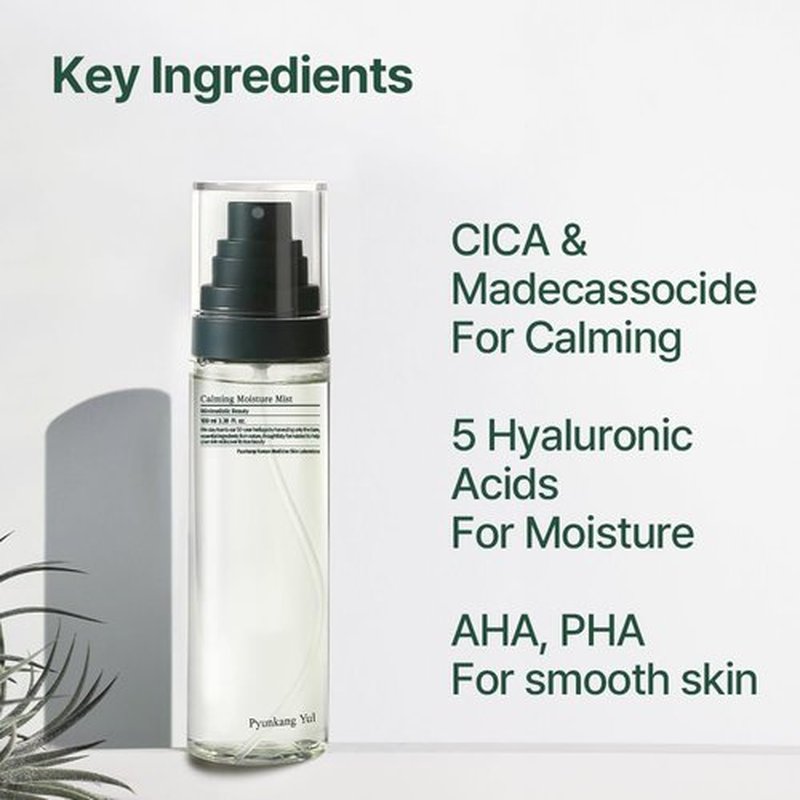 Pyunkang YUL PKY Calming Moisture Mist - Facial Spray with AHA & PHA, Tea Tree That Hydrates & Soothes - Astringent for Face - Korean Face Skin Care Mist for Sensitive Skin - 100ml 3.38 Fl.Oz.