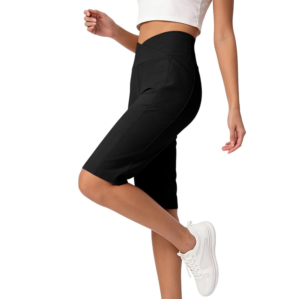 Piuwrlz Yoga Shorts for Women High Waisted Tummy Control Loose Fit Elastic Comfortable Golf Sports Bermuda Shorts