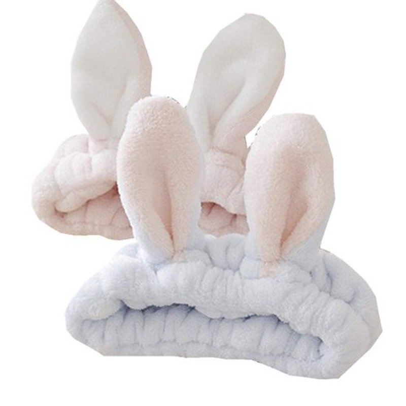Skiennix Soft Flannel Bunny Ear Makeup Headband - 2 Pack for Comfortable Shower Use