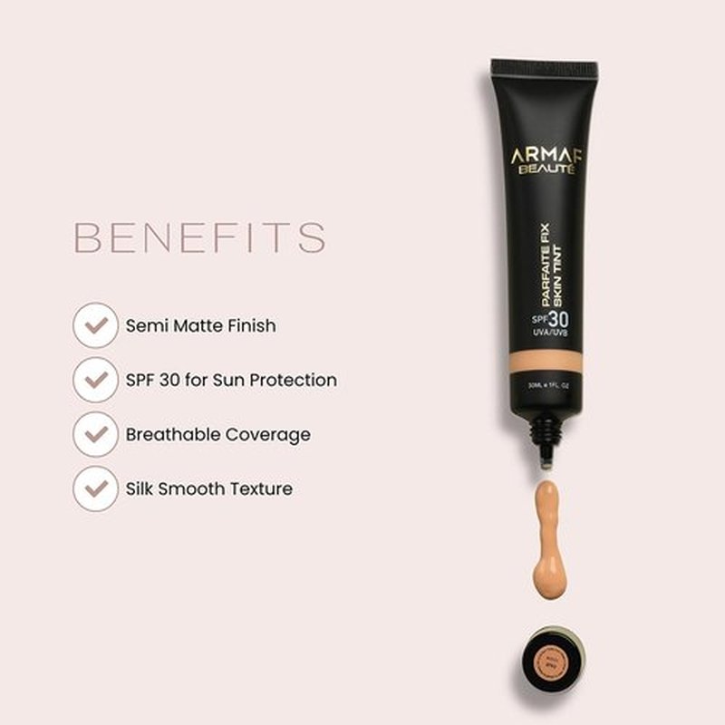 Armaf Beauté Parfaite Fix - Tinted Sunscreen with SPF 30 | Semi-Matte Finish | 30 ml/1 fl. oz, Fair