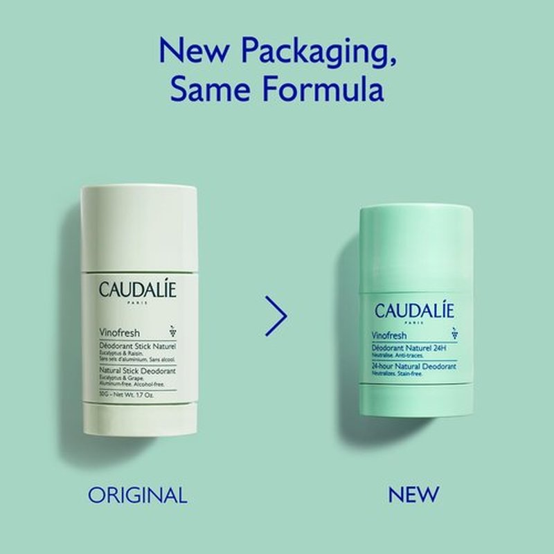 Caudalie Vinofresh Natural Deodorant Stick - Aluminum & Alcohol Free with Eucalyptus & Grape | 50g