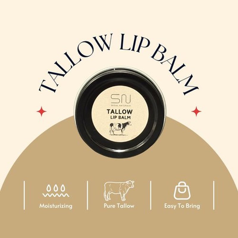 Seoul Naturals Tallow Lip Balm - Vanilla Flavor | Nourishing Moisture in 0.5 Oz Tin