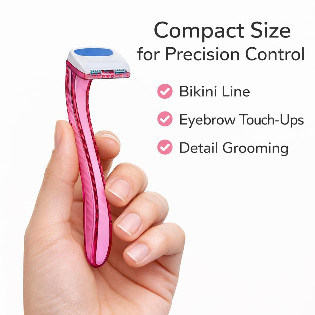 2 Packs Bikini Razors – Total 6 Pieces – Reusable Disposable Shavers for Women’s Bikini Area – Ideal for Brazilian Shave, Pubic Hair, Underarms, and Body Grooming