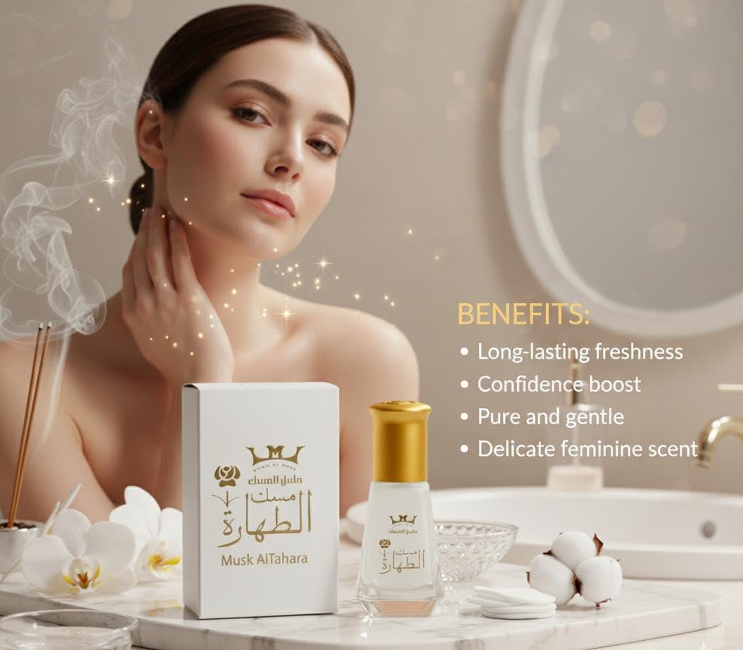 Mesk Al Tahara Pure Arabian Oil Perfume Body Premium Fragrance Oil for Long-Lasting Fragrance Freshness and Elegance White Musk Altahara HALAL 1 Bottle = 6ml مسك الطهاره ابيض حلال