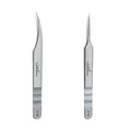 Natuhana High Precision Lash Tweezers for Individual and Volume Eyelash Extensions Pointed Premium Stainless Steel Curved Fiber Tip Professional Isolation Tweezer