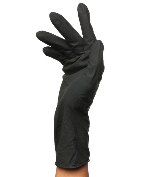 PERFEHAIR Black Reusable Latex Gloves, Salon Hair Color Dye Gloves-Medium Size (Pack of 10)