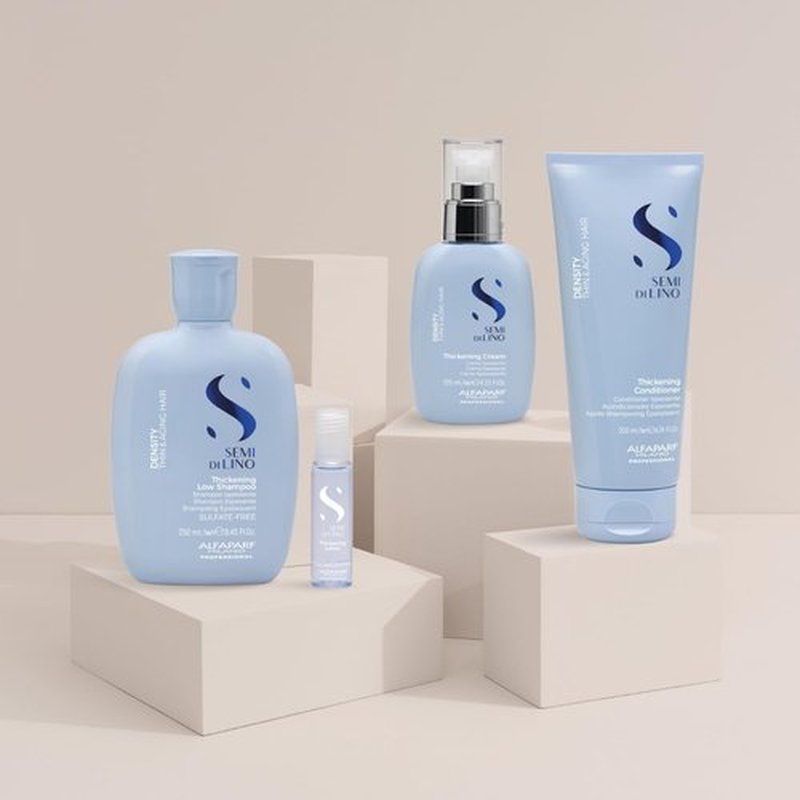 ALFAPARF MILANO Semi di Lino Density Sulfate Free Shampoo - Thickening Low Shampoo for Thin and Aging Hair - Adds Body and Volume for Revitalized, Youthful and Thicker Hair - 8.45 FL. Oz.