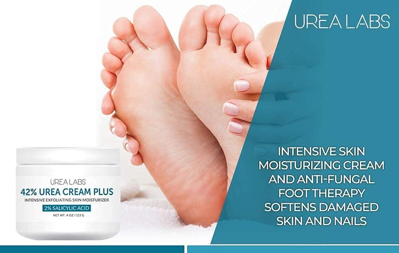 UREA LABS 42% Urea Cream with 2% Salicylic Acid for Dry Feet, Cracked Heels, Calluses and Rough Skin Powerful Exfoliating Foot Repair Moisturizer for Soft Smooth Skin Made in USA