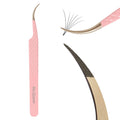Ms.Queen Curved Tweezers for Eyelash Extensions,Diamond Grip Curved Volume Tweezers Fiber Tip Isolation Lash Tweezers
