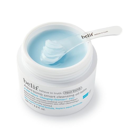 belif Aqua Bomb Cleansing Balm Makeup Remover, Hydrate & Deep Cleanse in 1 Step, Melt Away Makeup & SPF, Balm to Oil Cleanser Formula, No Oily Residue, Korean Skin Care (3.3 fl.oz., New Formula)