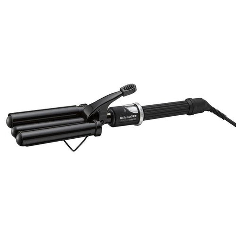 BabylissPRO Triple Barrel Waver - Porcelain Ceramic Hair Styling Tool | Sleek Black Finish