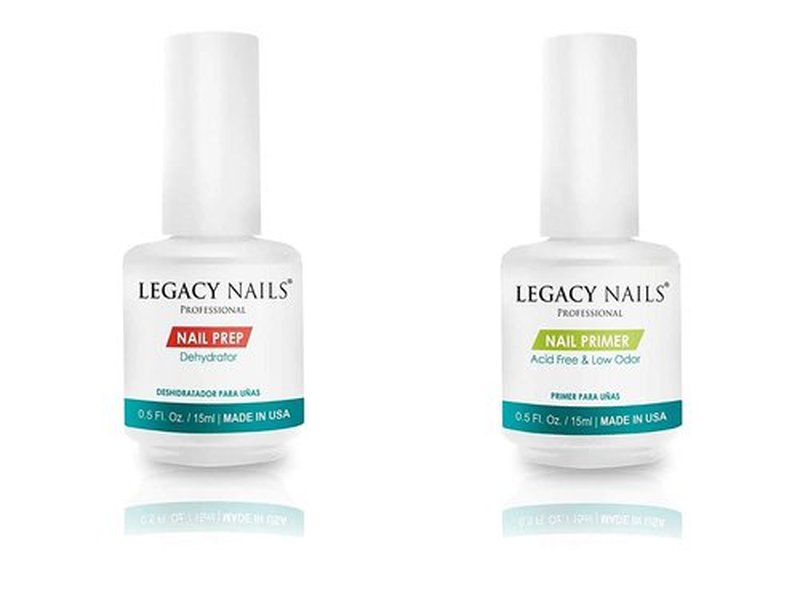 LEGACY NAILS Professional Nail Prep & Primer .5oz each Nail Prep Dehydrator and Nail Primer Acid-Free Low Odor Set, Acid Free Primer & Dehydrate Prep