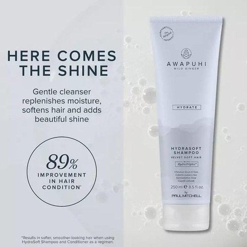 Paul Mitchell Awapuhi Wild Ginger HydraSoft Shampoo - Velvety Soft Hair for All Hair Types, 10.1 oz