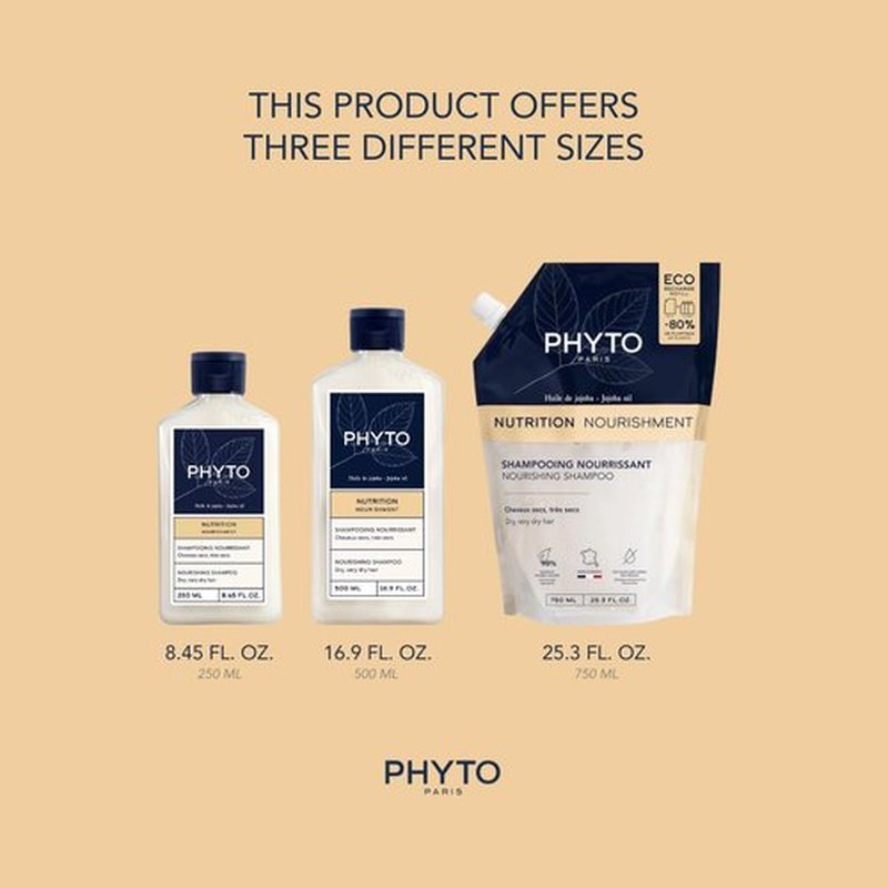 PHYTO NOURISHMENT Nourishing Shampoo - Hydrating Jojoba Oil Formula for Dry Hair, Sulfate Free