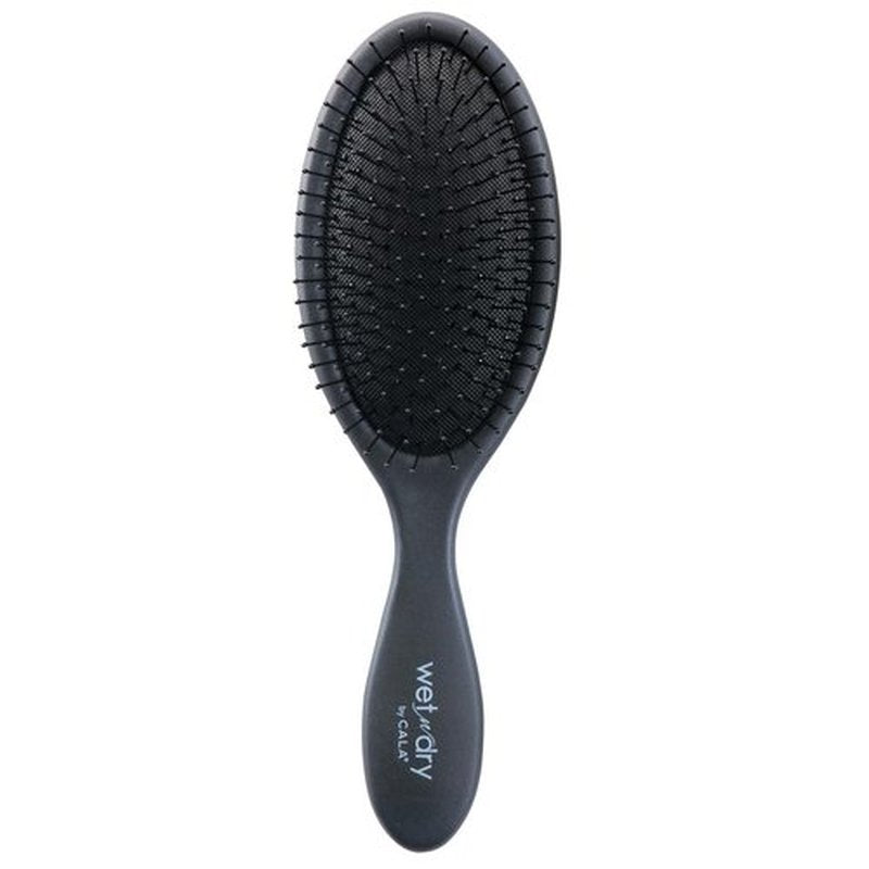 CALA Wet-N-Dry Detangling Hair Brush - Soft Flexible Bristles for Smooth, Frizz-Free Hair | Black