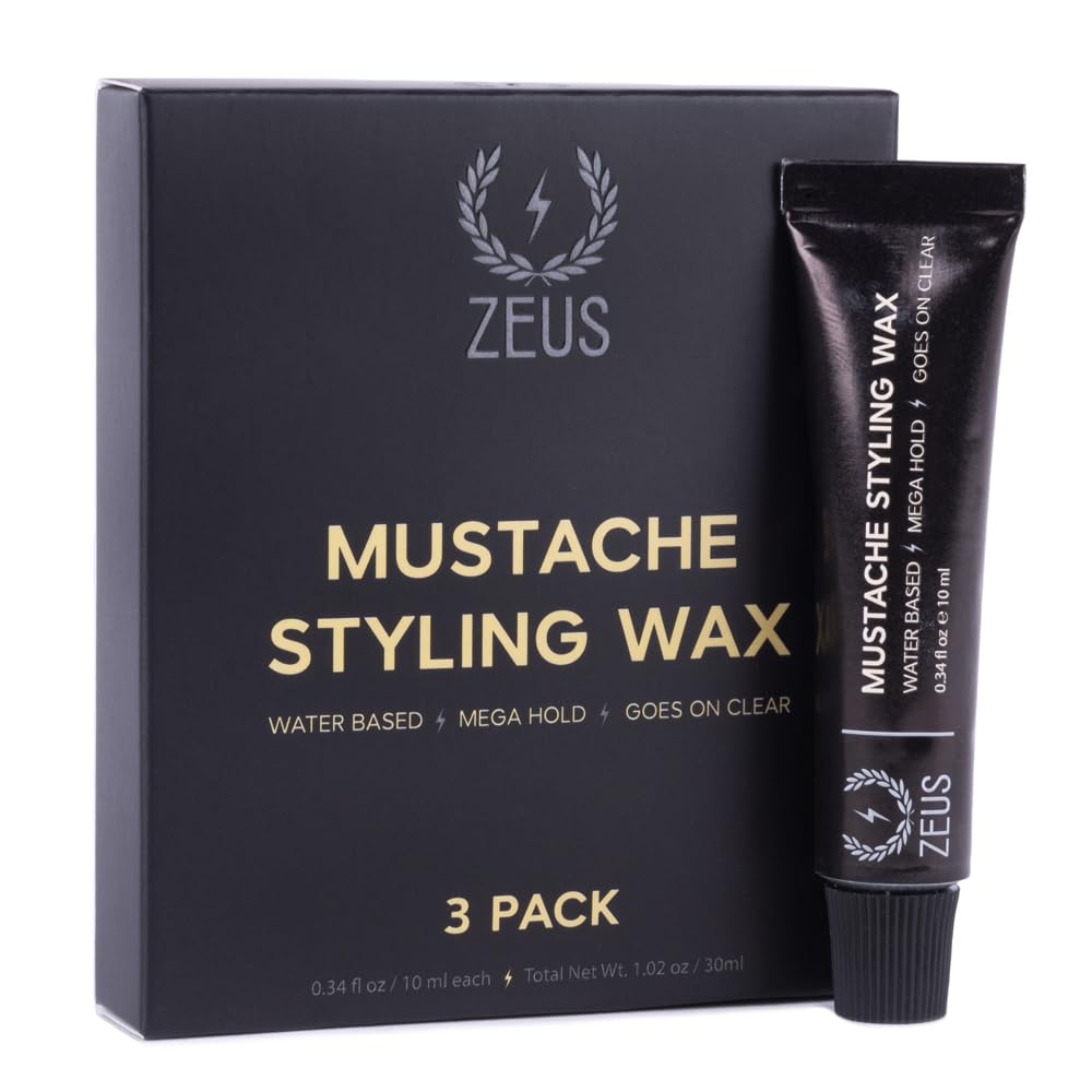 ZEUS Mega Hold Mustache Wax for Strong Styling & Shape Control (1.02 fl oz)