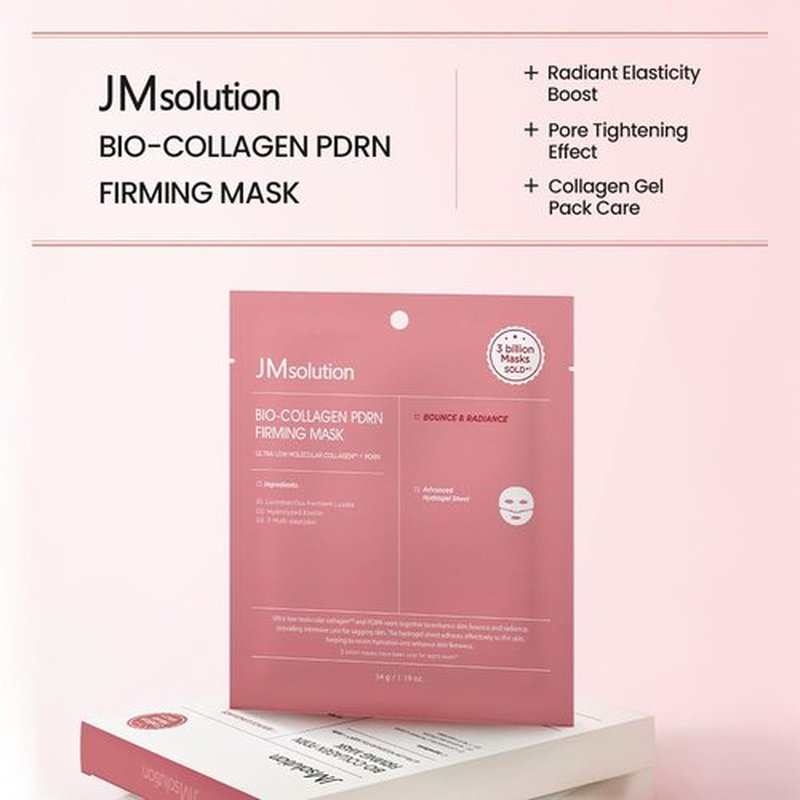 JMsolution Bio Collagen PDRN Firming Mask – Anti-Aging Hydrogel Mask with high intensive ampoule & Salmon DNA – Skin Lifting & Wrinkle Care(4 Sheets)