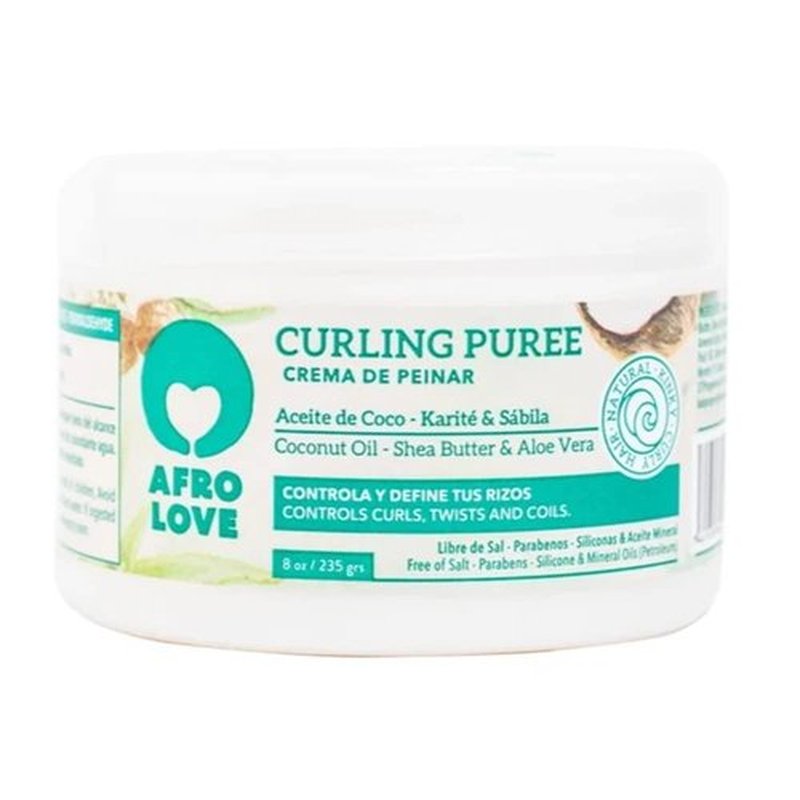 Afro Love Curl Cream - Define & Hydrate Curly/Wavy Hair with Coconut & Shea Butter | 8oz, Sulfate-Free