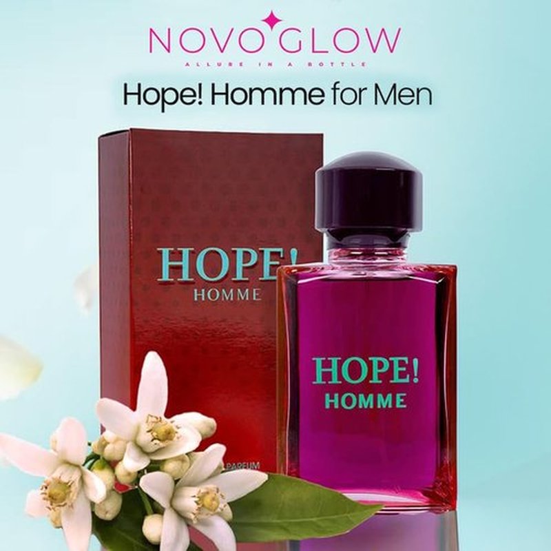 NovoGlow Hope Homme Eau De Parfum Spray for Men - 100ml Spicy Floral Fragrance | Long-Lasting Warm Scent