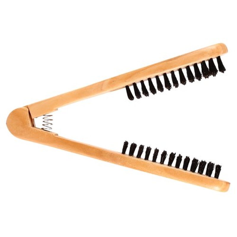 Chazcool Double Sided Bristle Hair Brush, Clamp Hair Brush Use for Smoothing and Straight Hair Styles, Wooden Hair Straightening Brush
