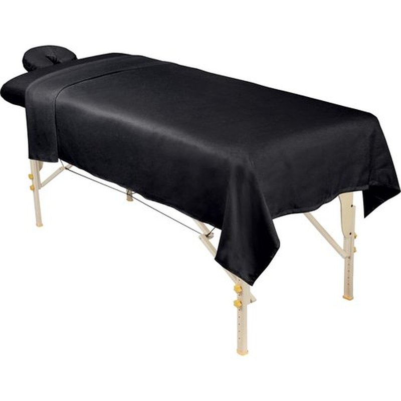 ForPro Professional Collection Premium Flannel Massage Sheet Set - 3-Piece in Black for Comfort & Durability