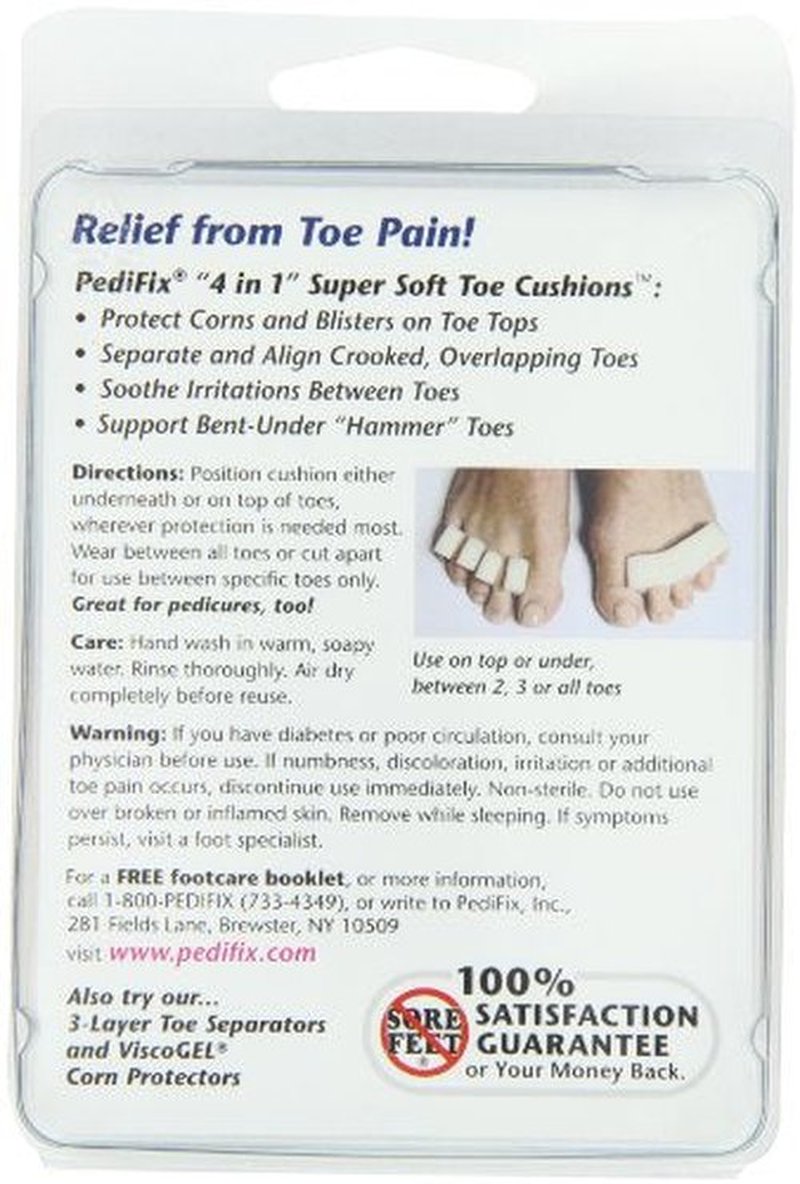 Pedifix '4 In 1' Super Soft Toe Cushions, 2-Count (Pack of 3)