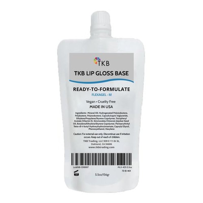 TKB Lip Gloss Base (Flexagel M) | Ready-To-Formulate| Moisturizing, High Shine, Crystal Clear, Vegan and Cruelty free| Made in USA. (5.5oz (156g))