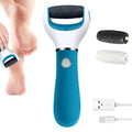 BOMPOW Foot Scrubber Electric Callus Remover Rechargeable Foot File Hard Skin Remover Pedicure Tools Electronic Callus kit for Cracked Heels and Dead Skin with 2 Roller Heads, Blue