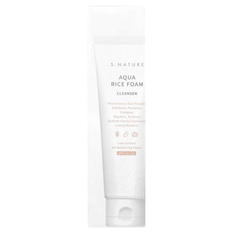S.NATURE AQUA RICE FOAM CLEANSER | Facial Cleanser, Rice Extract Rice Powder Cleanser with Mild Cleansing, Glycerin,Vegan, Face Wash, Korean Skincareㅣ 80ml 2.7 Fl Oz