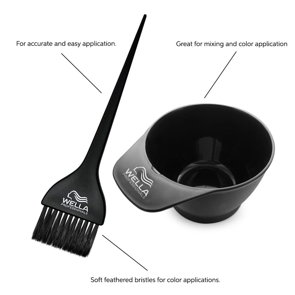 Wella Professionals Color Mixing Bowl & Brush Set - Black | Ideal for Professional & At-Home Use
