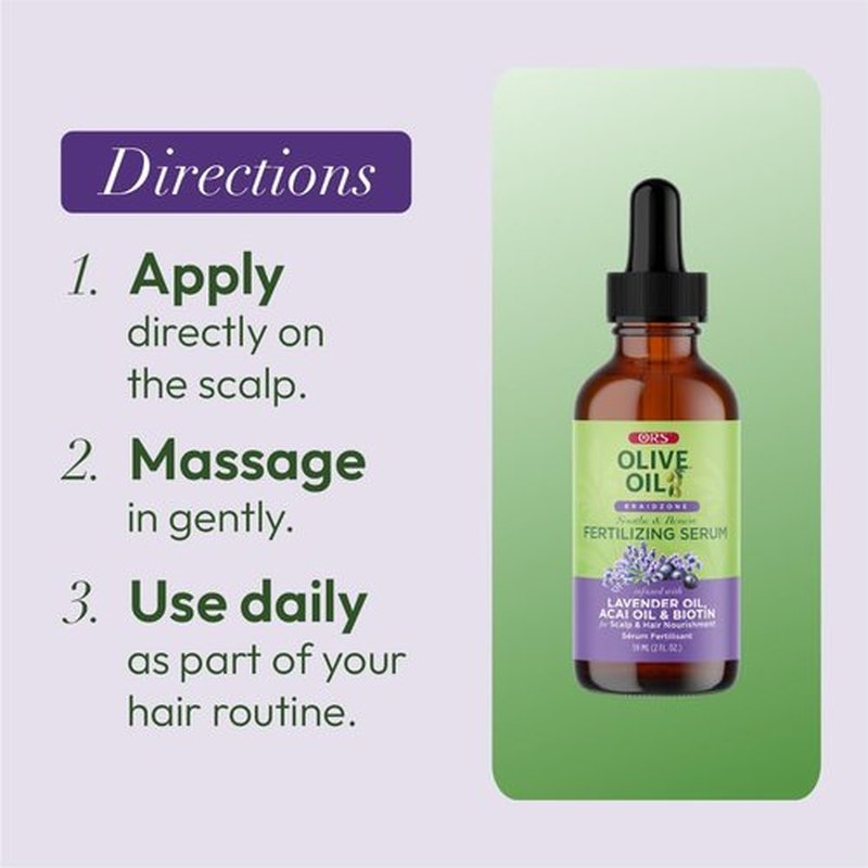 ORS Olive Oil Braidzone Fertilizing Serum with Lavender, Acai & Biotin for Hair & Scalp 2 oz (1)