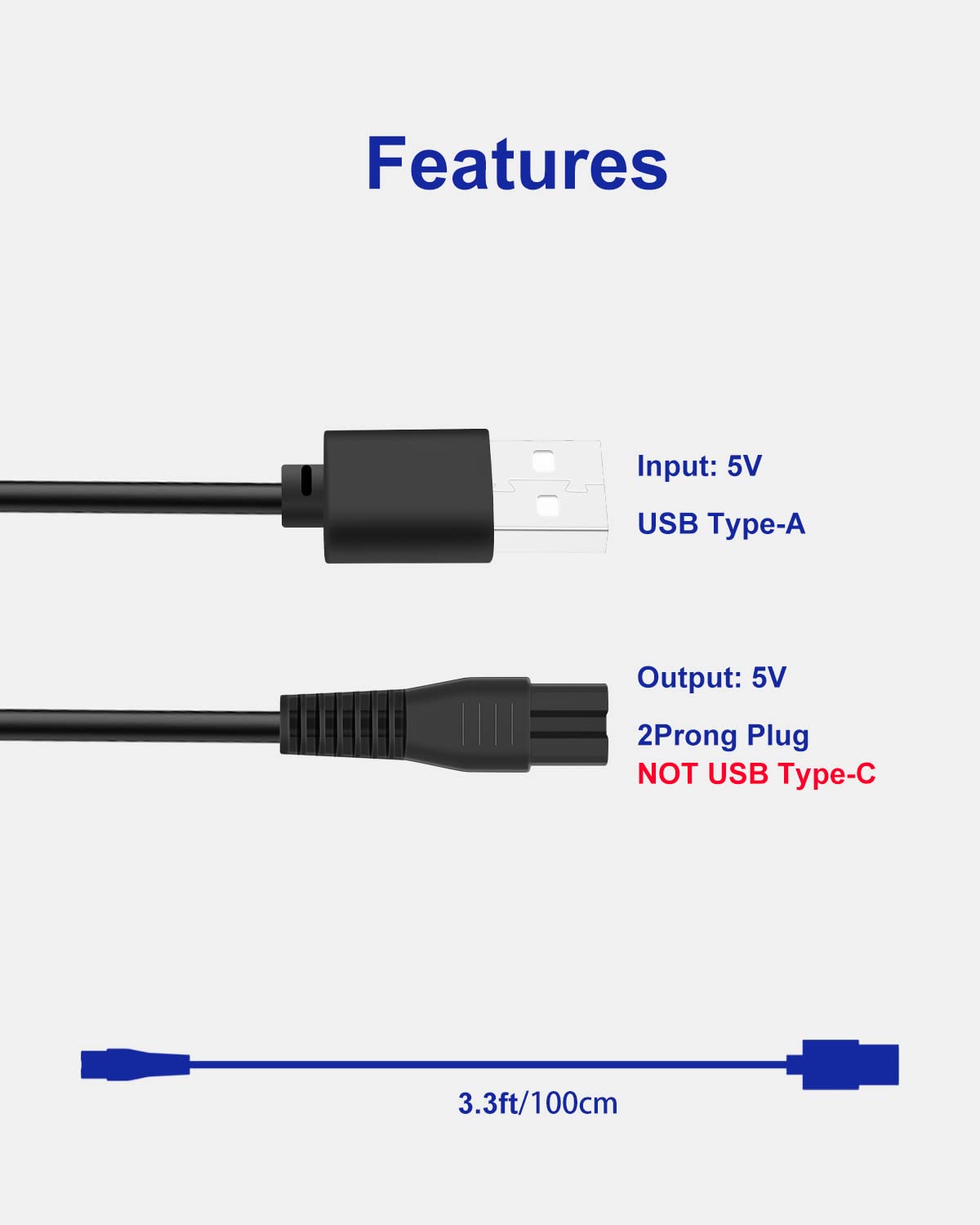 uijino USB Charging Cable Replacement Brightup Beard Trimmer Charger Brightup Charger Brightup FK-8688T Charger, 1 Cleaning Brush, 3.3ft Power Cord