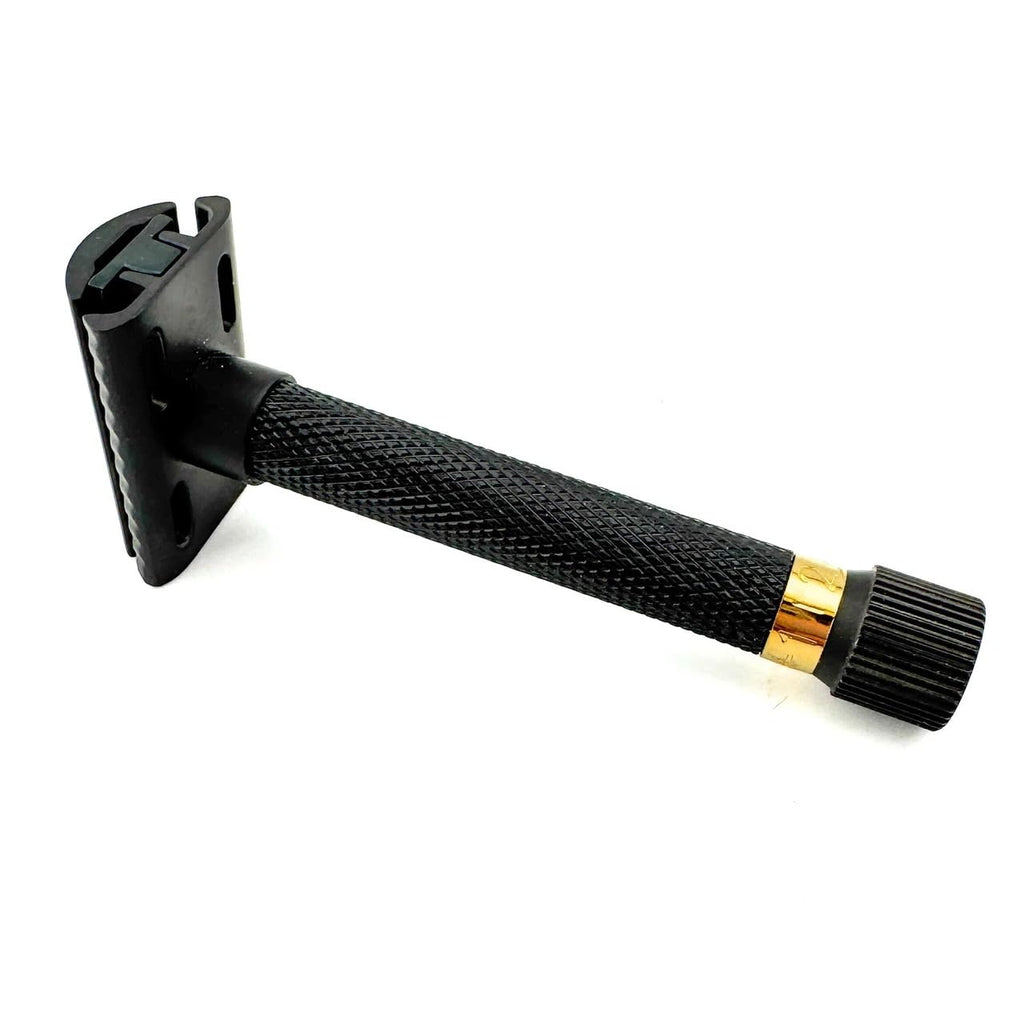 Parker Variant Adjustable Safety Razor Anniversary Edition Black & Gold, Solid Brass Double Edge Razor With 5 Settings, Two Piece Design, Heavyweight Handle For Precision Shaving