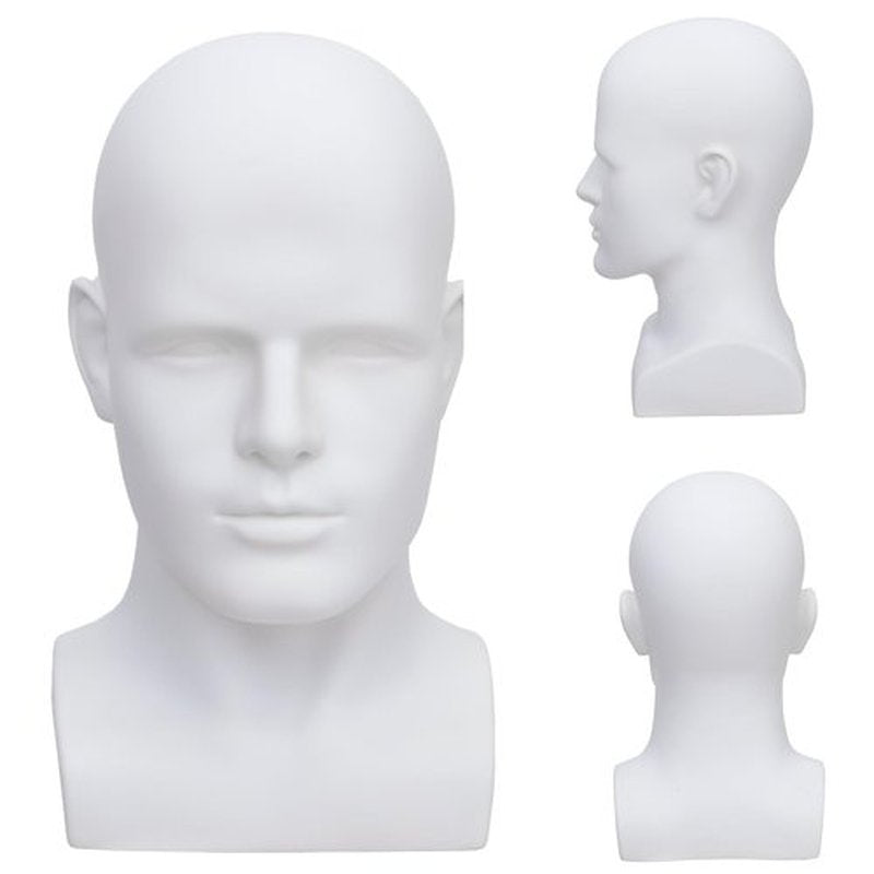 SK-QACD Mannequin Head Male Professional Cosmetology Manikin Head for Display Headset, Headphone, Game Console, Hats, Wigs Jewellery（L90-YB）