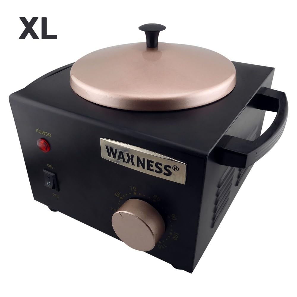 Waxness Professional Wax Warmer WN-5001 XL Black Elite-Series, Metallic Body, Holds 1.5 lb (680 g) Hard Wax & Soft Wax Tins,150W, 2-Year Warranty