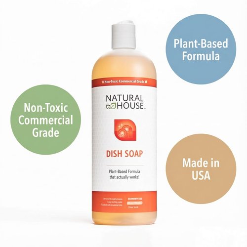 Natural House Scrubby - Probiotic Hand Dish Soap - Cuts Grease - Plant-Based Formula - Gentle on Hands - Citrus Scent - 32 oz